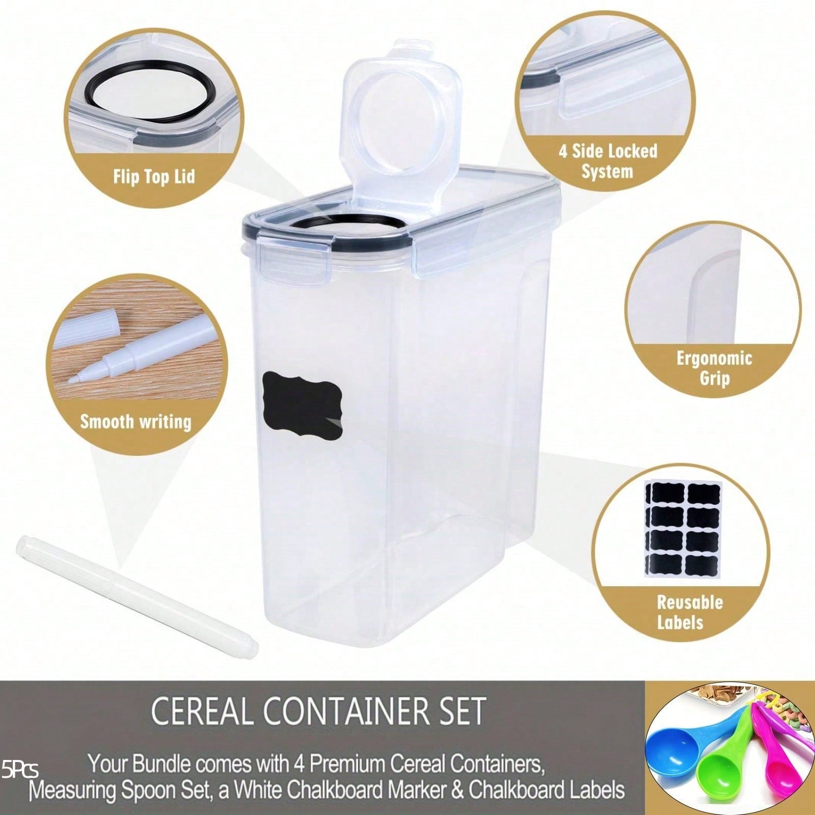 Juego de 4 recipientes herméti - Kitchen Gadgets Organizer reseña y precio
